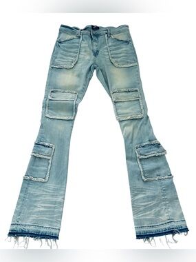 Fashion Nova Jeans Mens 32 X 37 XLong Blue Mid Rise Slim Straight Stretch Denim
